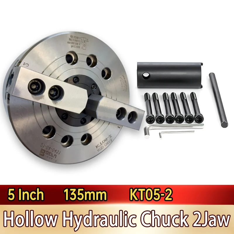 

5 Inch 135mm Hollow Hydraulic Power Chuck 2 Jaw Oil Pressure Chuck For Mechanical CNC Lathes With A4 Flange High Precision Chuck