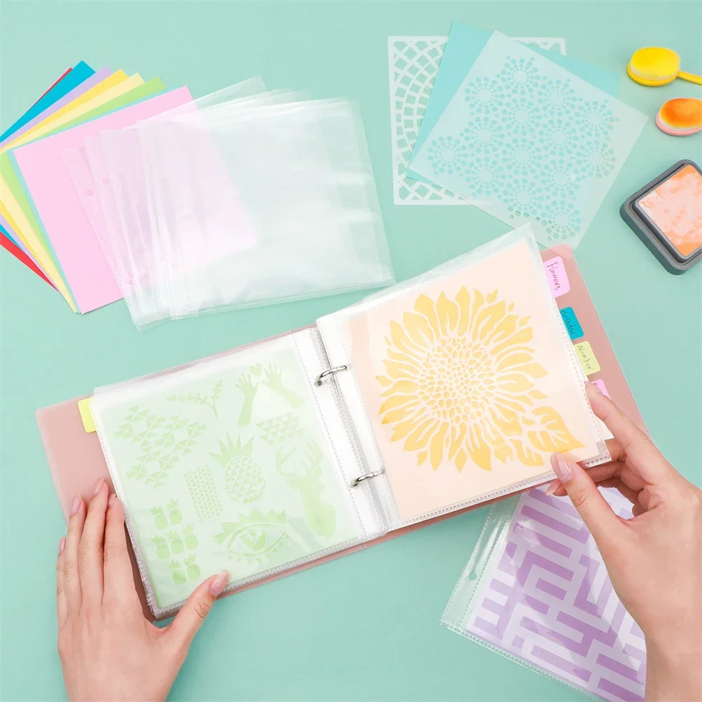 Cookie Stencil Storage Binder 6x6" Stencils Folder Sticker for DIY Scrapbooking Clear Stamp Storage Folder Organize 10~50pcs/set