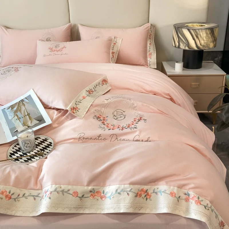 

New Autumn and Winter Long-staple Cotton Embroidery and Sanding Four-piece Bed Sheet and Quilt Cover Four-piece Set