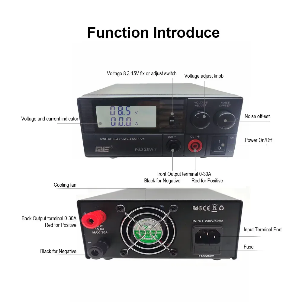 QJE PS30SW IV High efficiency DC 220V Converter 13.8v 30A Switch Power Supply For Car radio TH-9800 KT-8900 kT-7900D