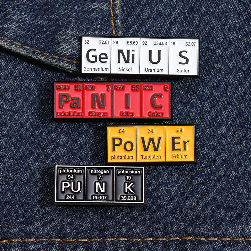 Creative Chemical Element Periodic Table Enamel Brooch with Designer Letter Design Metal Backpack Badge Pins for Clothes Gift exploring the elements a complete guide to the periodic table