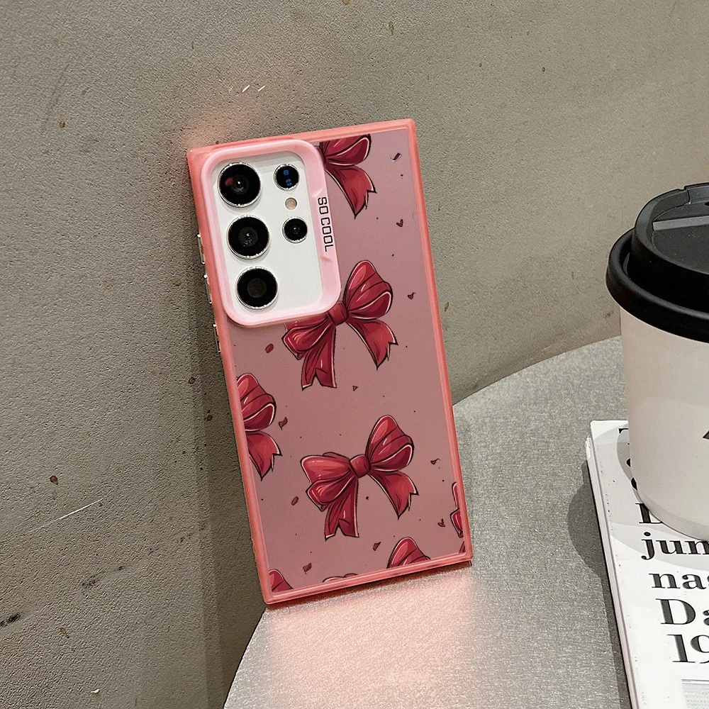 Acrylic Hard Matte Cover with Pink Stripe and Bow Design