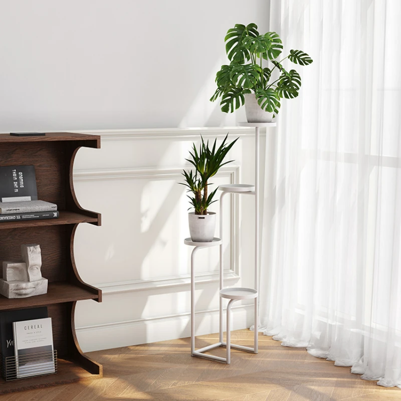 Nordic Creative Flower Stand Iron Plant Shelf Balcony Minimalist Floor Standing Pot Holder Stylish Display Rack for Succulents
