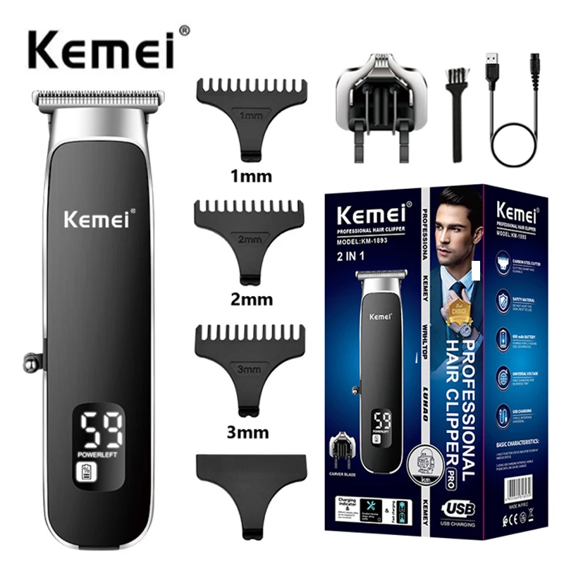 

Kemei 1893 professional hair trimmer for men electric beard hair clipper details trimer rechargeable hair cutting machine