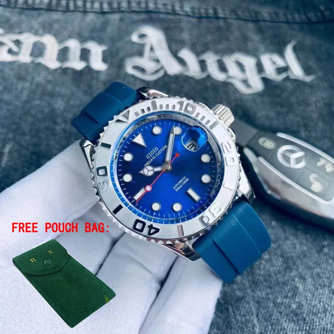 

Luxury Automatic Mechanical Mens Watch Blue Rubber Sapphire Stainless Steel Rose Glold Black