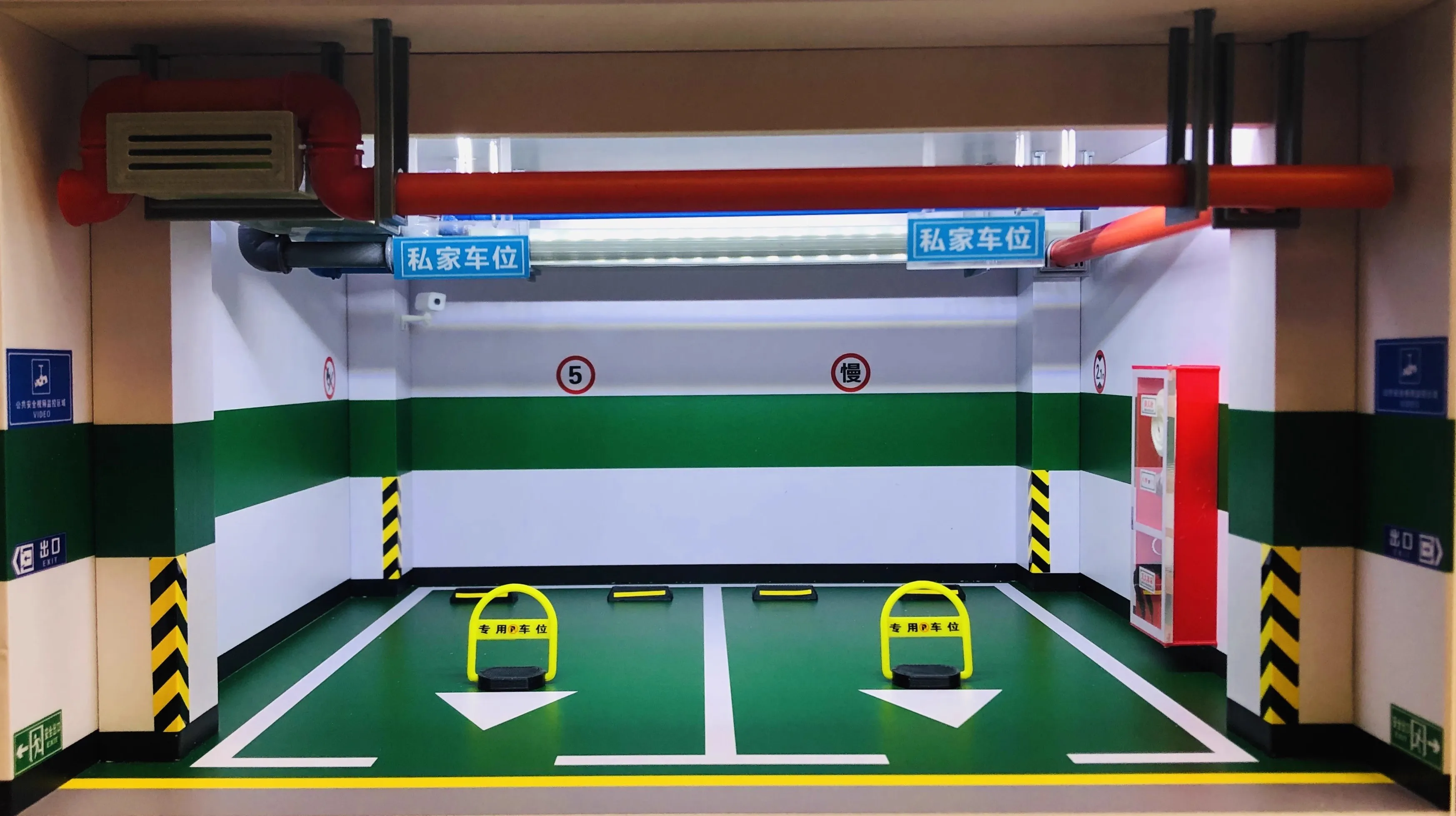 1:18 Model Car Garage Scene Underground Parking Lot Double Parking Space Display Box Dust Cover Children Toys 4
