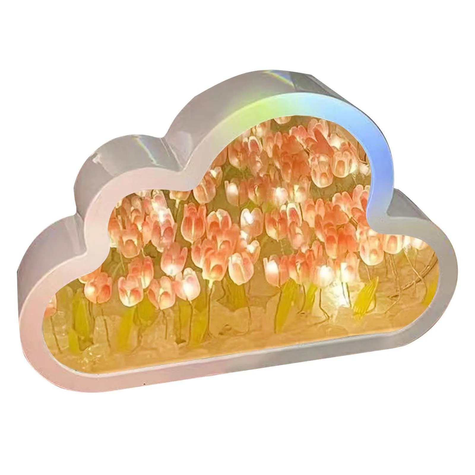 

Night Lights Cloud Tulip LED Night Light Mirror Table Lamps Bedroom Ornaments Decoration DIY Apparel Sewing Supplies