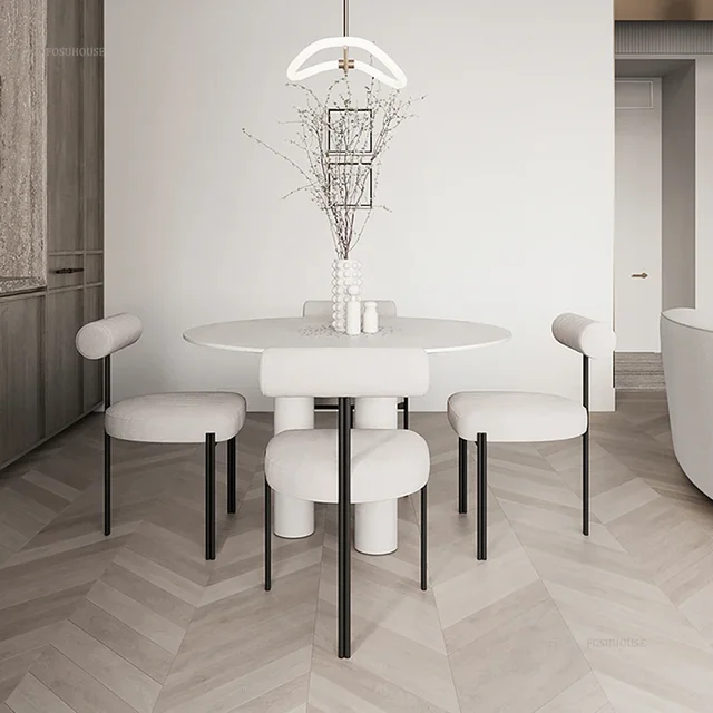 Luxury Nordic Dining Chairs Kitchen Furniture Simple Modern Home Dining Room Chair Three-foot Design Leisure Backrest Chair cn