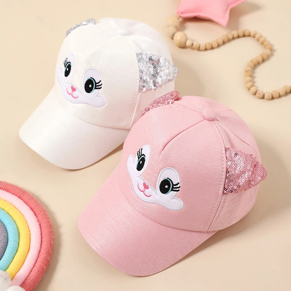 Summer Children's Caps New Cute Cartoon Cat Ear Girls Hats Adjustable Baseball Cap For Kids Children Girl Sun Hat 2-8 Years 2