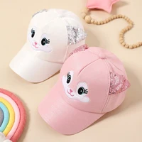 Summer Children's Caps New Cute Cartoon Cat Ear Girls Hats Adjustable Baseball Cap For Kids Children Girl Sun Hat 2-8 Years 2