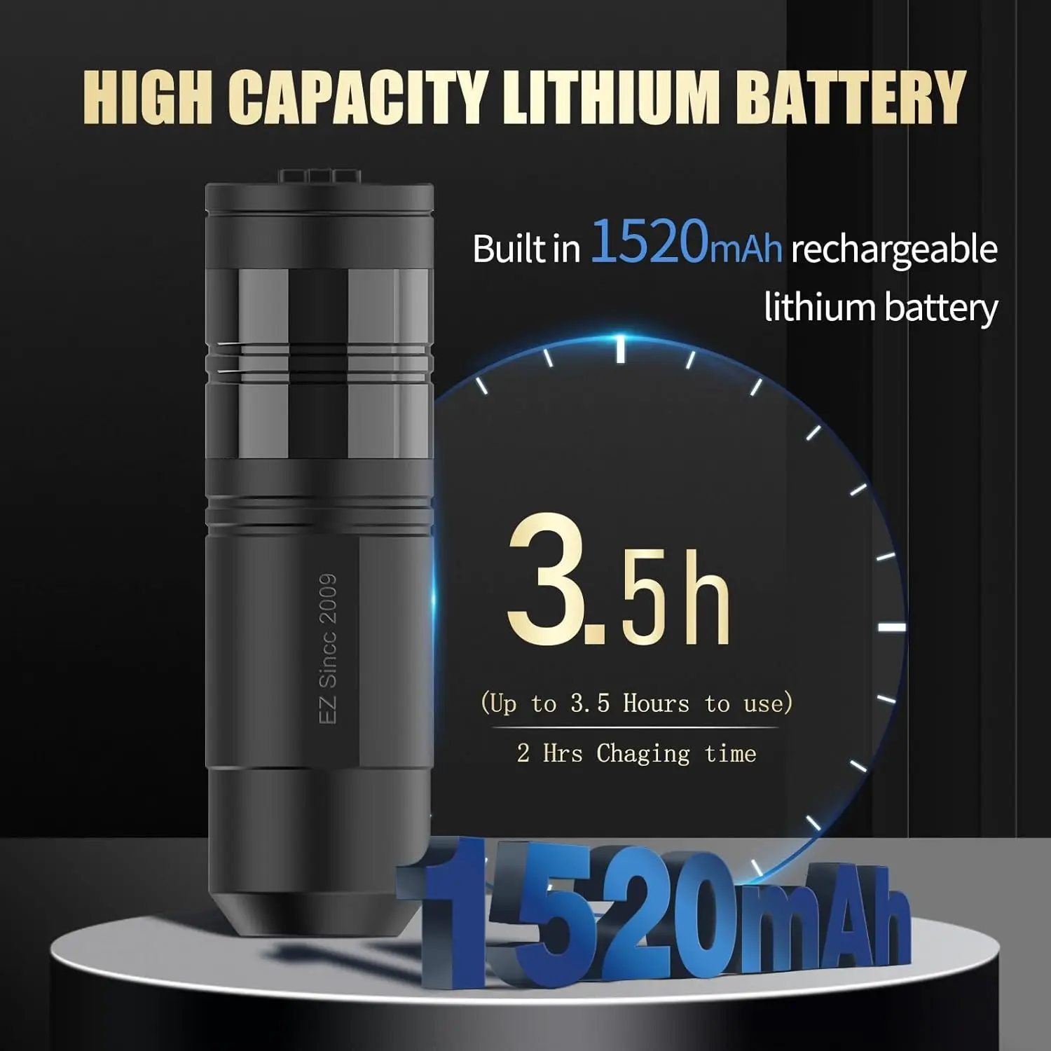 EZ EvoTech S Wireless Battery Tattoo Pen Machine 3.5mm/4.0mm Stroke EZ Intelligent Chip Swiss Motor