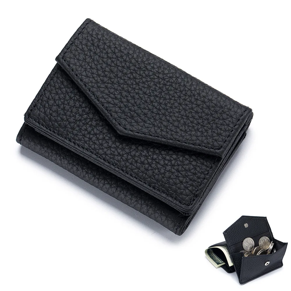 Women's Short Wallet Multi Purpose Trifold Genuine Leather Purses Coins  Pouches Multi-card Position Buckle Card Organizer Wallet - AliExpress