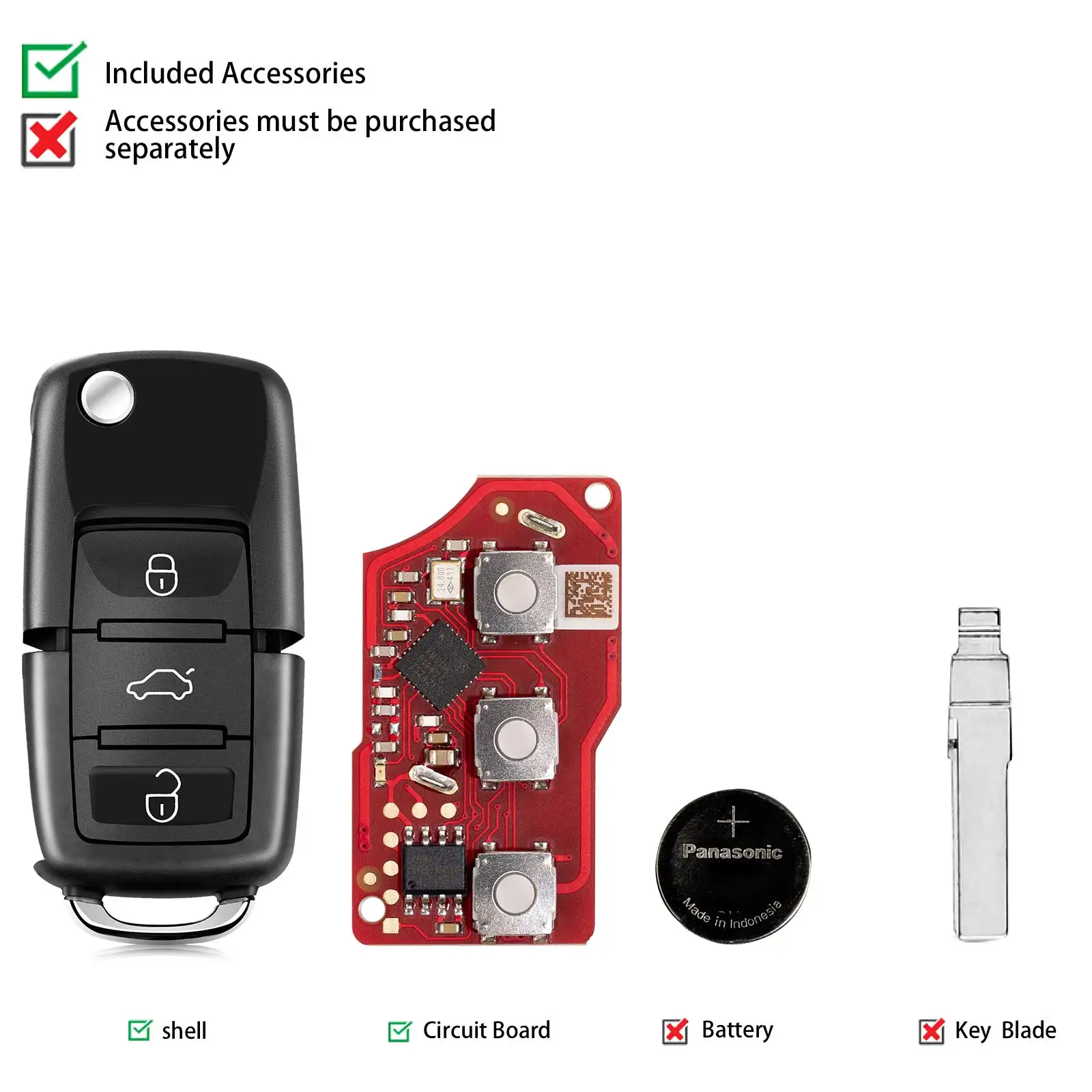 Xhorse XKB520EN Second Generation Wire Remote Key for VW B5 Flip 3 Buttons Supports Wireless Programming key fob programming tool key programmer