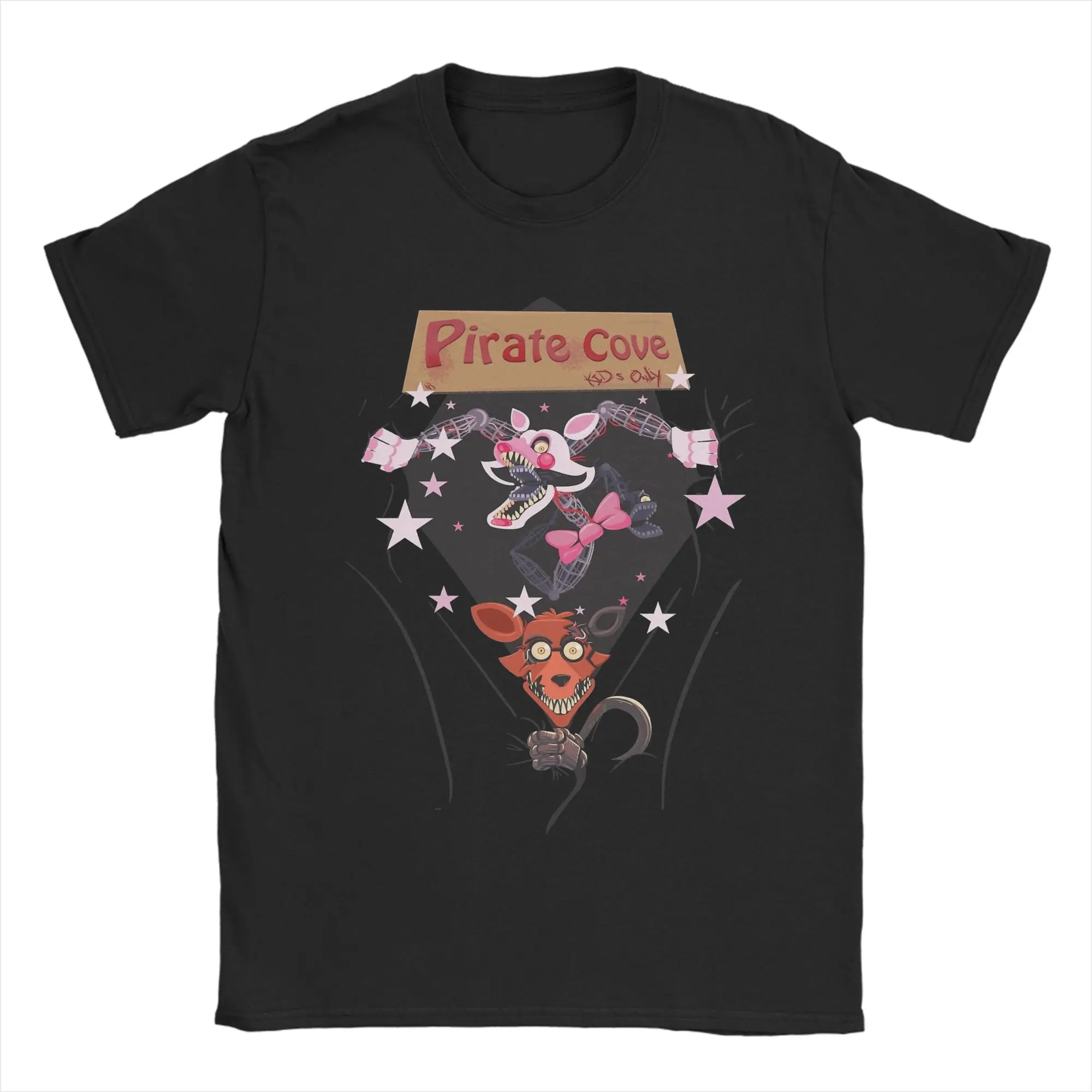 Men's Pure Cotton FNAF Freddy's Humor Crewneck T-Shirt - Short Sleeve Plus Size Top