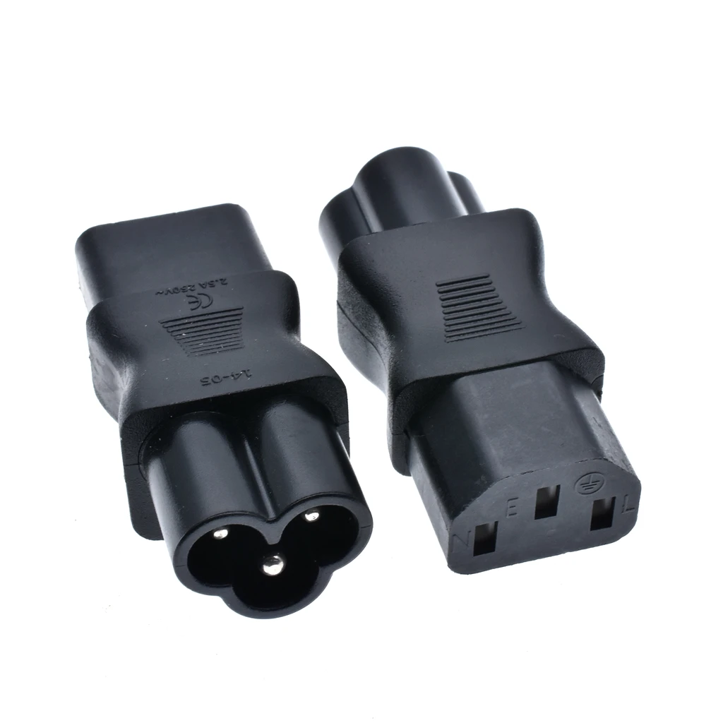 IEC 320 C13 Female To C6 Male 3-Pin Cloverleaf Plug Converter AC Power Adapter 
