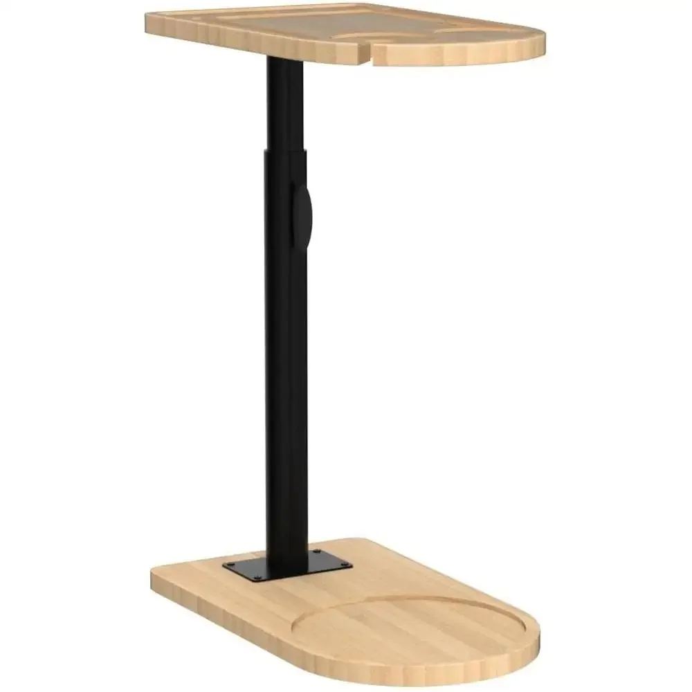 Adjustable 360° Rotatable Couch Tray Table with Phone Tablet Slots Versatile Side Table Snack Holder Easy to Assemble 6