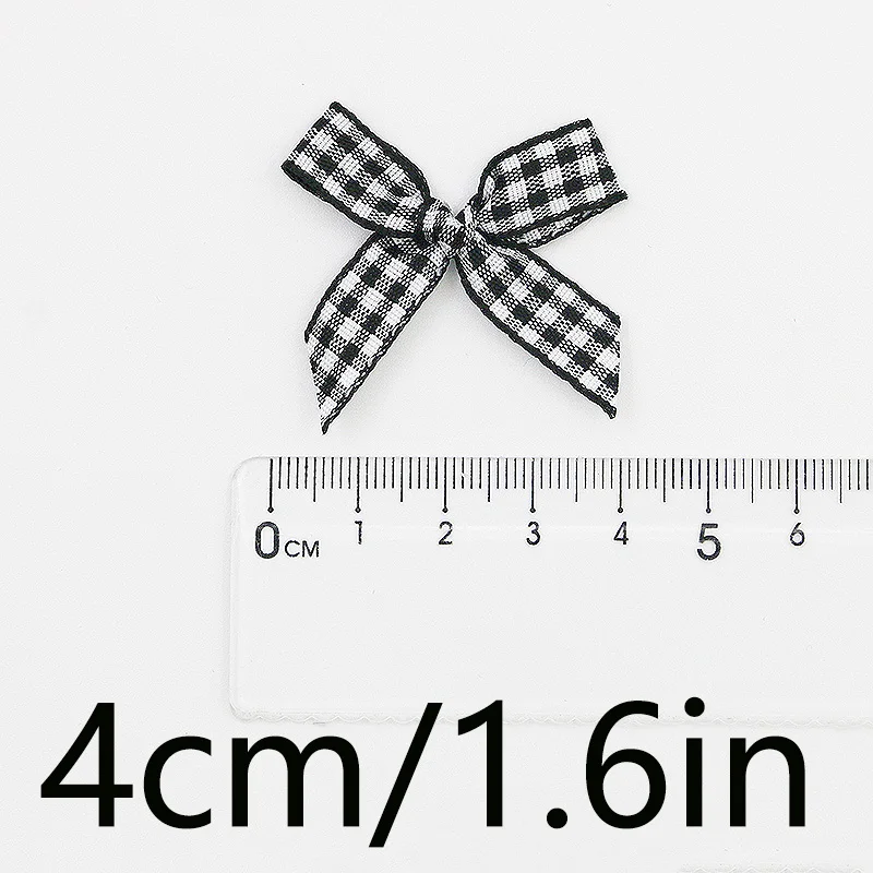60 pieces/bag 4cm mixed grid bow linen bow clothing matching design sense fashionable hair accessories DIY