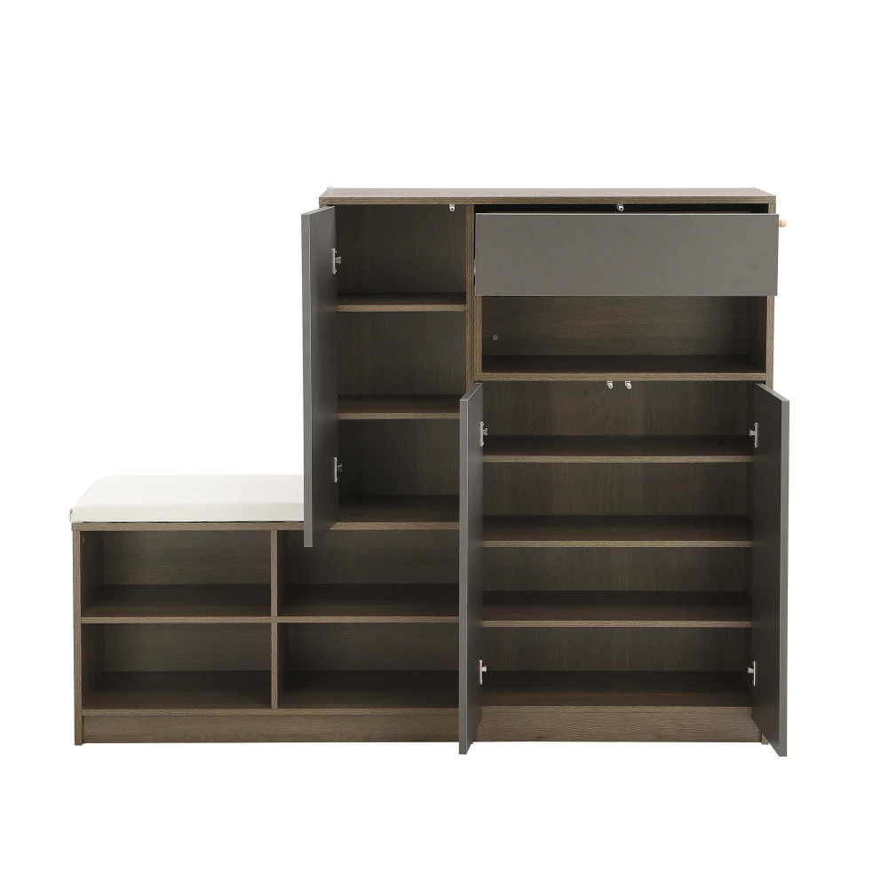 PINGGO Schuhaufbewahrungsschrank, Schuhschrank mit gepolstertem Sitz, verstellbare Regale, vielseitige multifunktionale Schuhaufbewahrung für den Flur – Detail 18