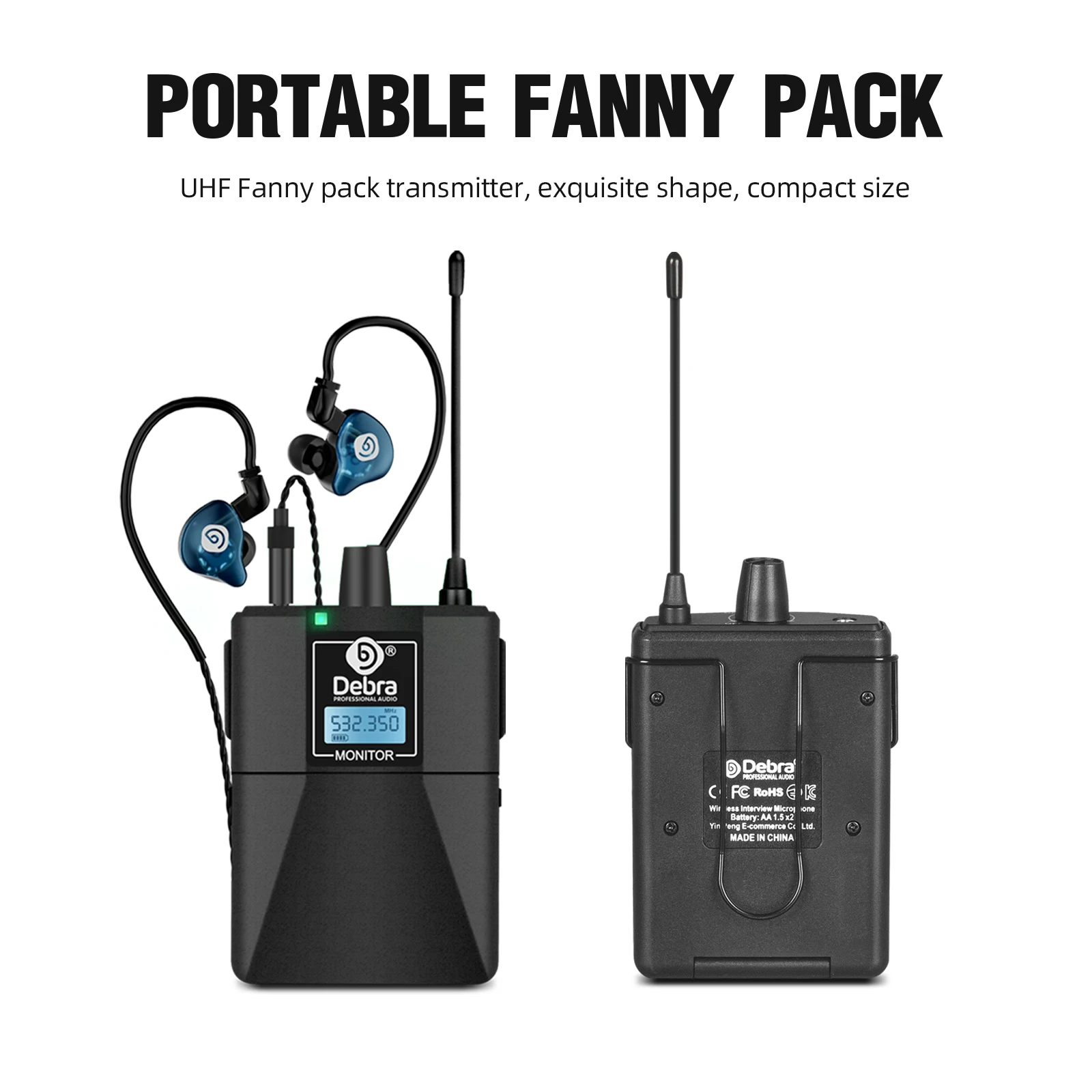 Debra ER-102 UHF Wireless In-Ear Monitoring System with Bluetooth 5.0 for Record