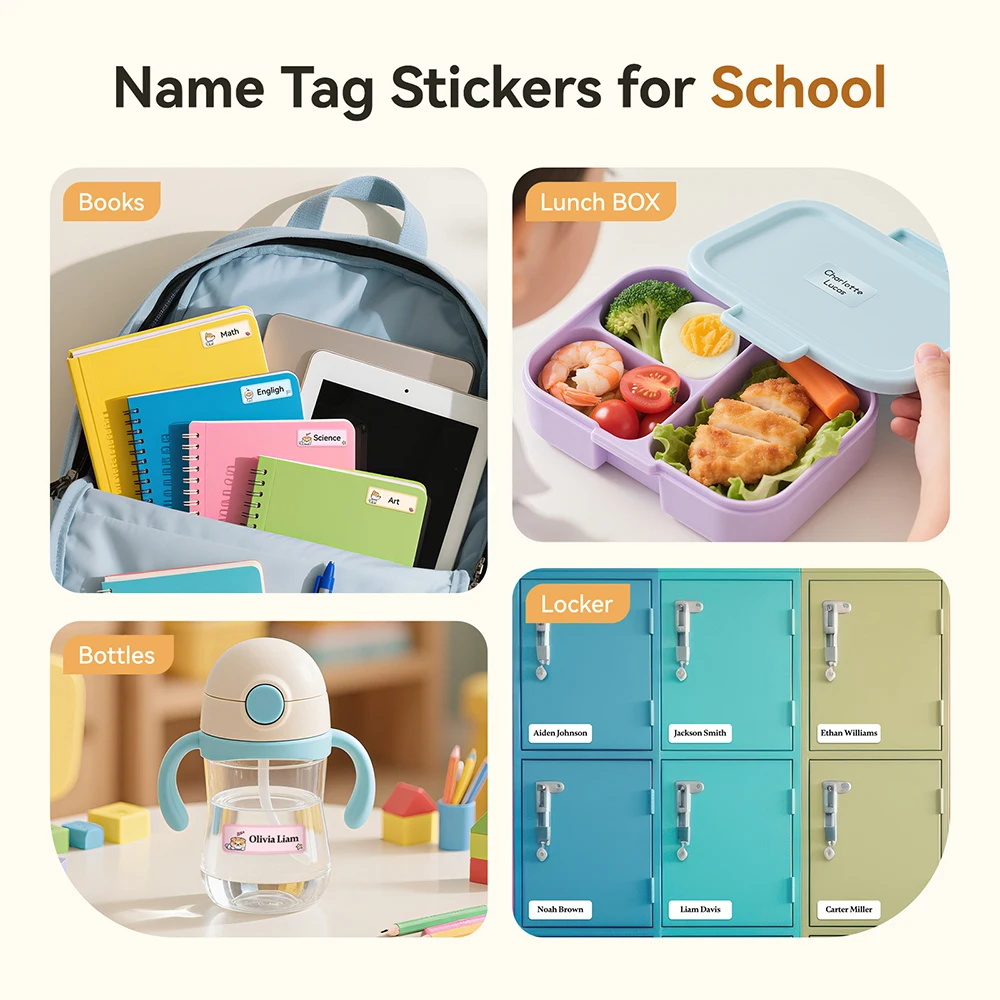 니임봇 D110 업그레이드 버전 감열 라벨 프린터 미니 휴대용 스마트 라벨 메이커 (테이프 포함) 사무실 가정 주방 학교용