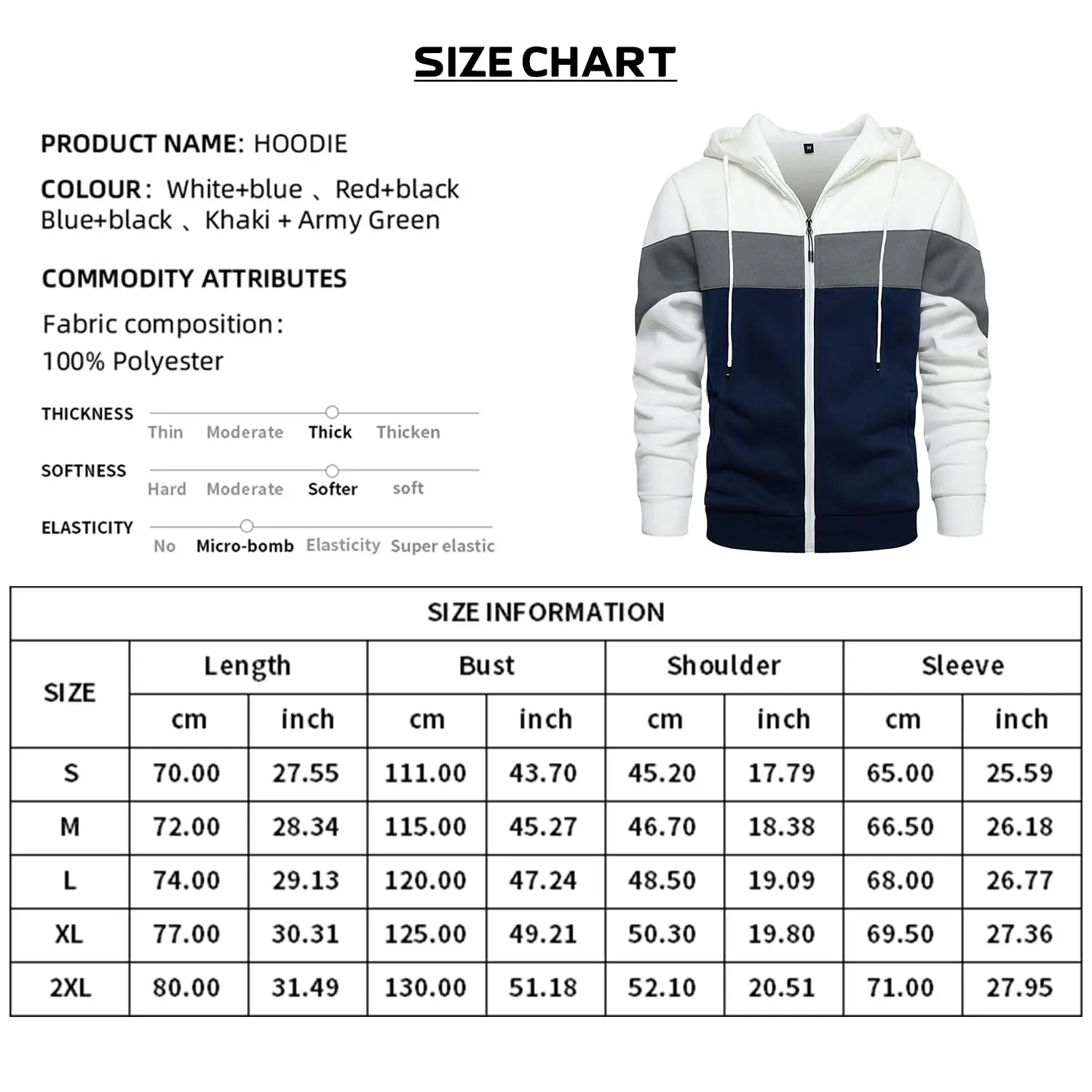 Men's Color Block Zip Up Hoodie View 1