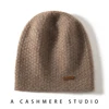 High Quality 100% Cashmere Knitted Hat for Women Casual Beanie Hats Lady Thick Cashmere Cap Winter Soft Warm Outdoor Solid Cap 1