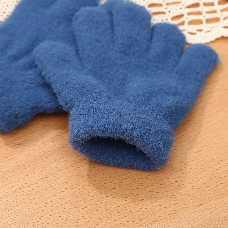 1 Pair Warm Furry Young Kid Gloves Sporty Simplicity Cold-proof Solid Split Gloves for Toddler Autumn Winter Warm Outdoor