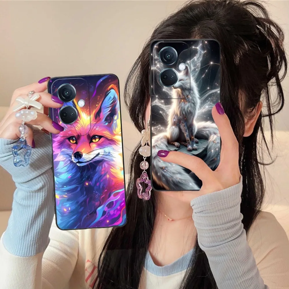 Foxes Luxury Mobile Cell Phone Case For Oppo Find X5 X3 X2 A93 Reno 8 7 Pro A74 A72 A53 Black Soft Phone Cover Funda