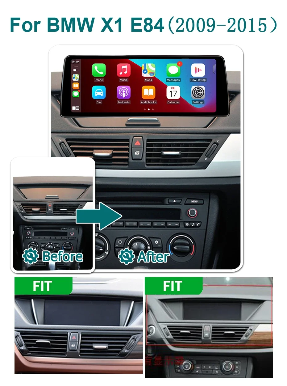12G 256G Kabelloses Carplay Android 15 Auto-Radio Multimedia-Bildschirm Stereoanlage für BMW X1 E84 2009-2015 CIC iDrive Videoplayer 4G – Detail 1