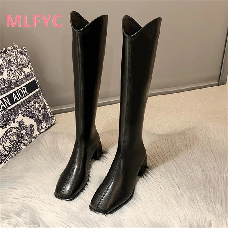 Fashion Boots Women's Autumn Winter New Fashion Square Headed Thick Heel Mid Heel Boots 2023 ladies Sexy High Heel Boots
