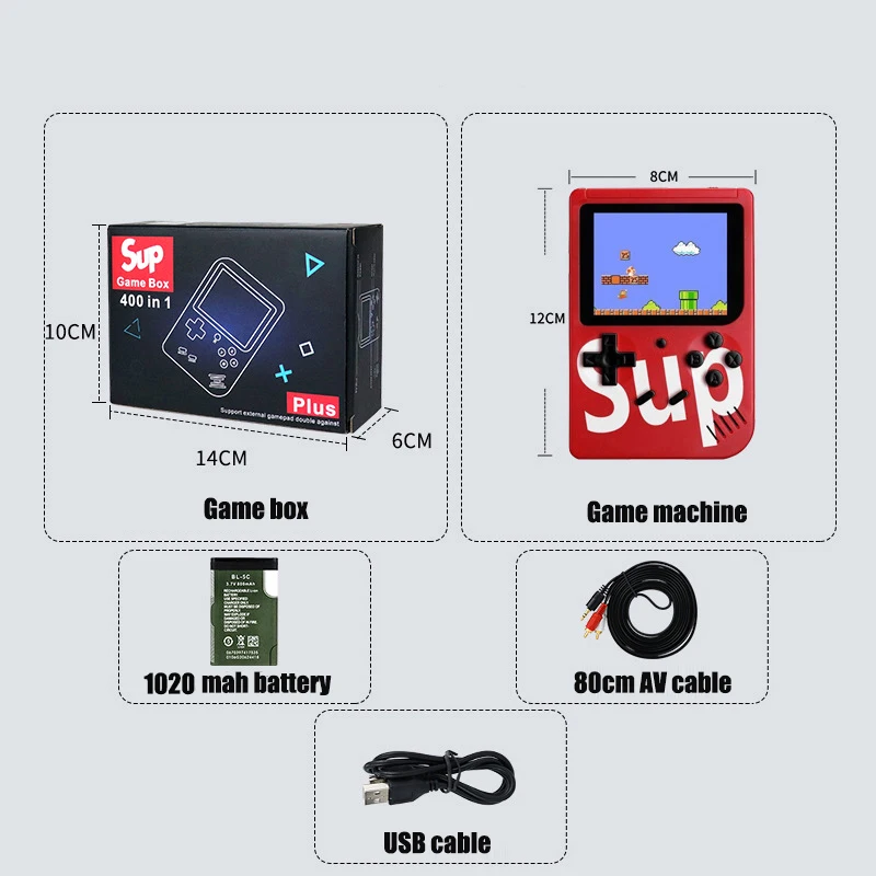 Portable Video Game Console 400 in 1 Mini Handheld Game 2.4 Inch Color Pocket TV Charging Console Handheld Player