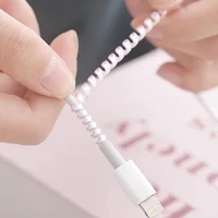 1.6M USB Charging Data Line Cable Protector Wire Cord Protection Spring Wrap Cable Winder Organizer Home Desk Accessories 2