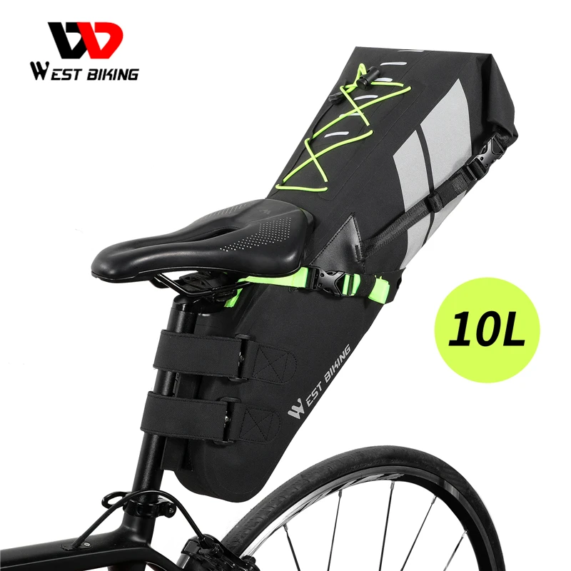 

WEST BIKING 10L 17L Bike Saddle Bag Large Capacity Foldable Cycling Waterproof Reflective MTB Road Bicycle Trunk Pannier