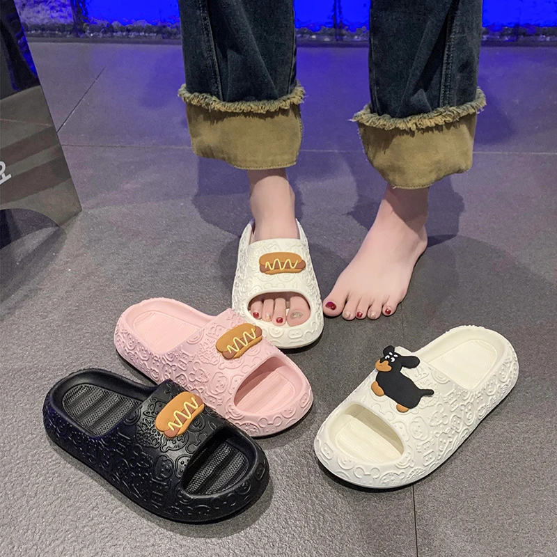 

Thick-soled sandals, unisex, cloud slippers, cute cartoon cow slippers, non-slip flip-flops, couples beach slippers