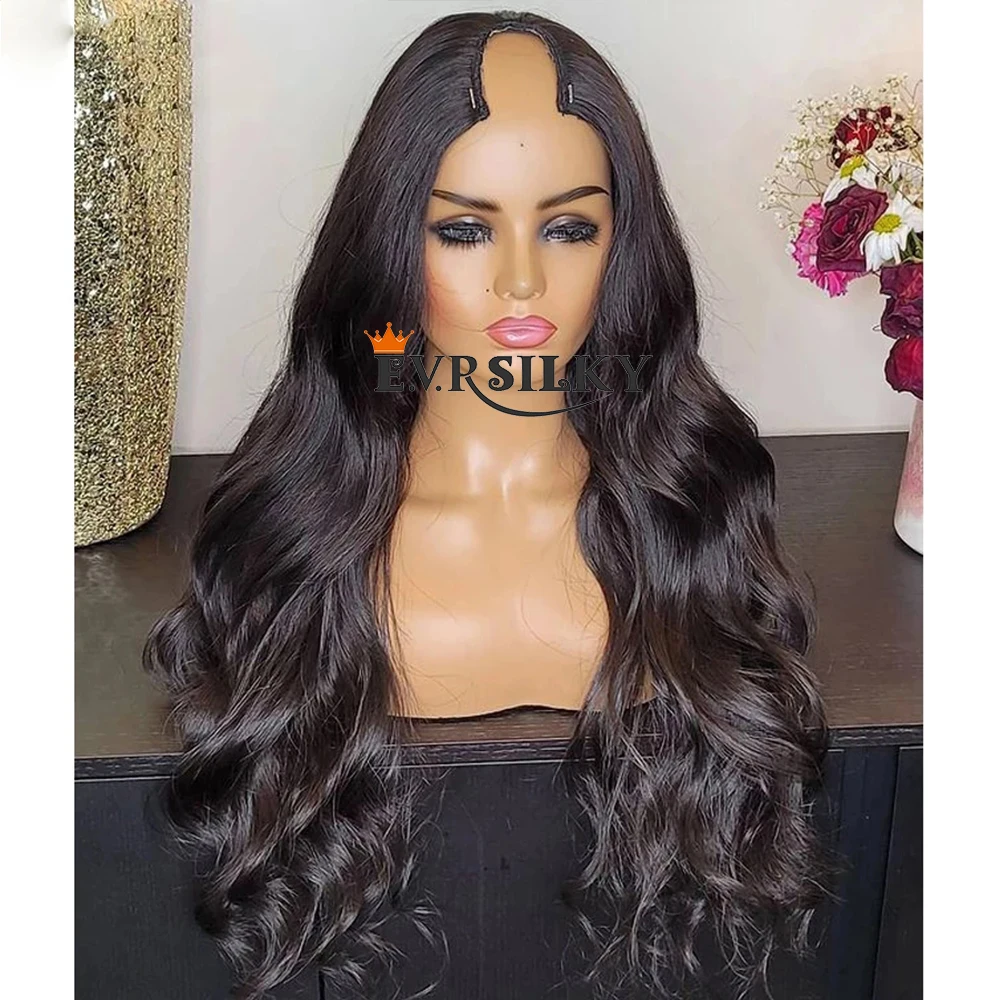 Glueless Body Wave U Part Wig Nautral 100 Human Hair Unprocessed Loose