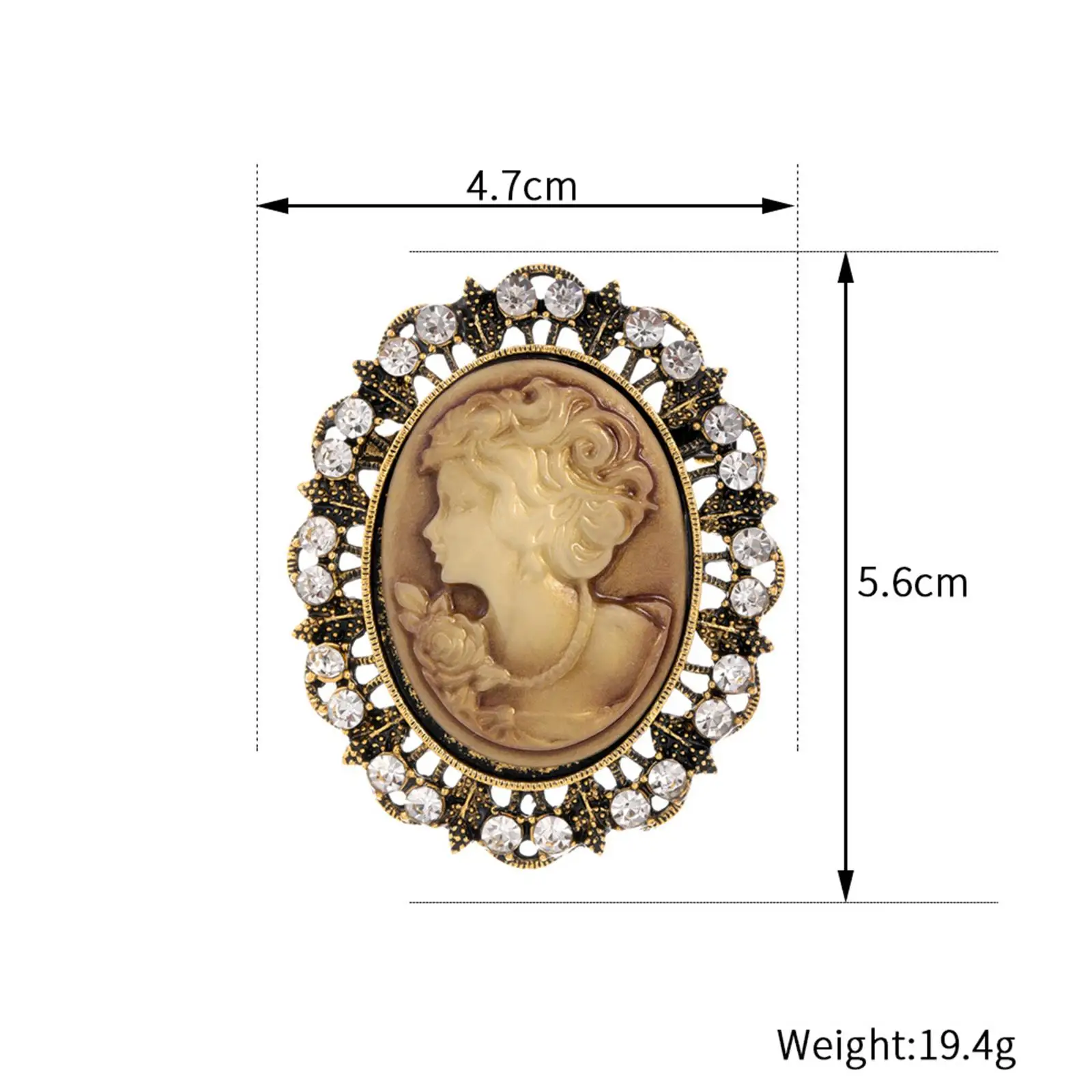 Lady Portrait Brooch Pin Rhinestone Vintage Style Gem Brooch for Christmas Scarf Lady Portrait Brooch Pin Rhinestone Vintage Style Gem Brooch for Christmas Scarf