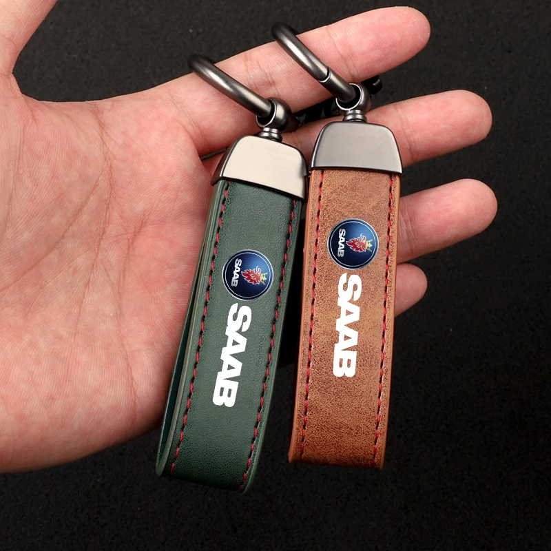 Porte-clés En Cuir Avec Lanière De Voiture, Accessoires De Voiture, Pour SAAB 93 91 94 95 Aero 97 99 900 Hirsch Aero 9000X93X 95X 94X 97X 900S