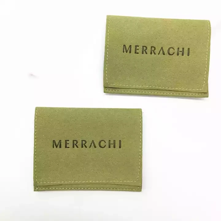 

SheepSew 10*8 cm Green Custom logo printed microfiber Envelop jewelry gift packaging pouch with flap