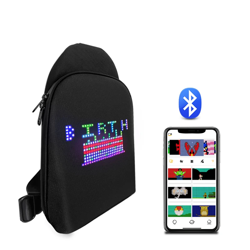 Mochila Led con Control por aplicación para hombre y mujer, bolsa de  mensajero LED dinámica con Graffiti, con pantalla LED - AliExpress