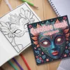 Creative Mask Coloring Book 24Page Adult Picture Book Gift For Birthday Party Relieve Stress Kill Time Graffiti Painting Drawing 4