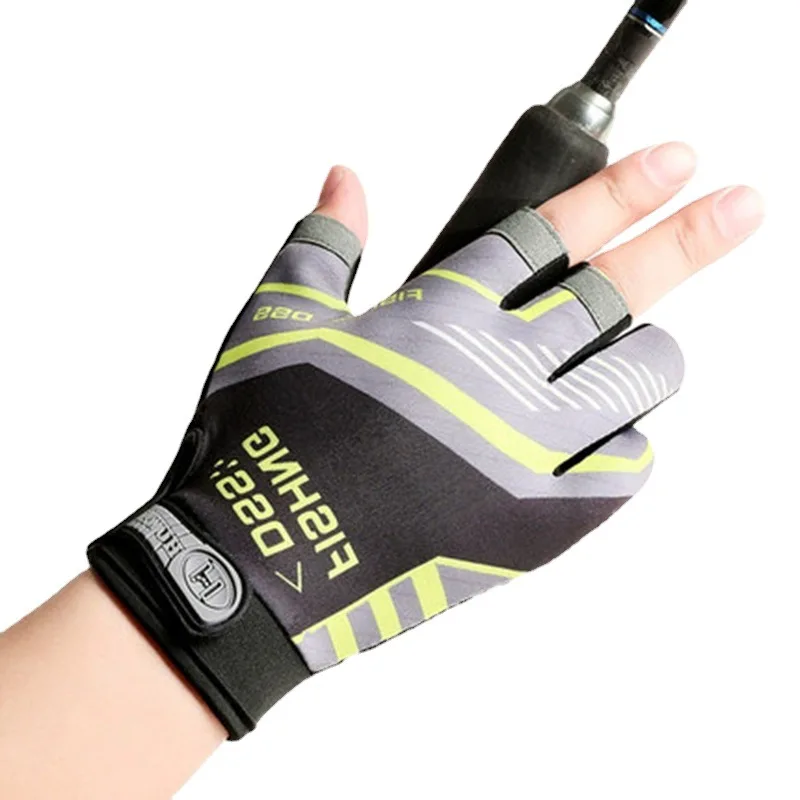 

Outdoor hand protection men's exposed three fingers non-slip breathable fishing gloves for sports, camping, and cycling