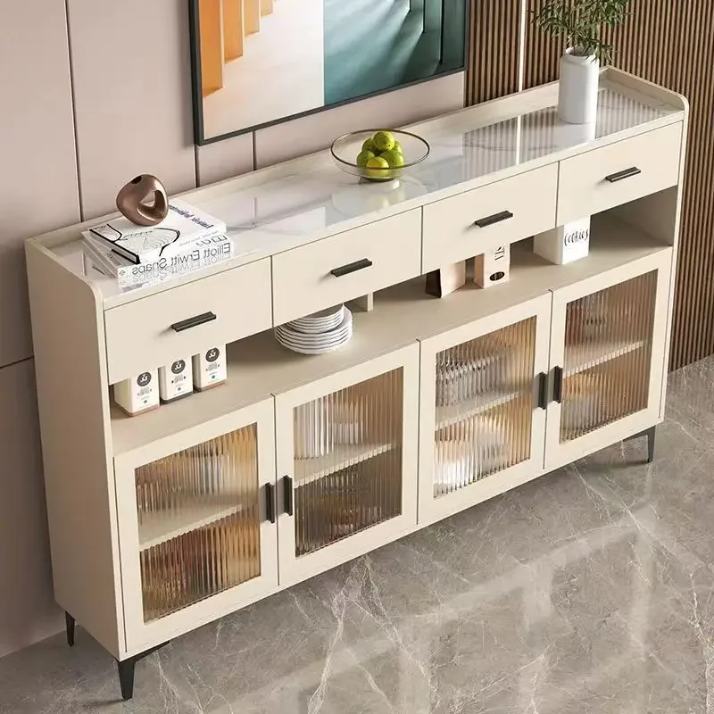 

Ultra thin 20cm rock board dining cabinet, glass door, kitchen storage cabinet, dining room storage cabinet, living room wall fa