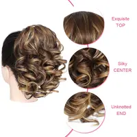 Extensions de queue de cheval synthétiques courtes bouclées avec cordon de serrage, Extensions de cheveux élégantes pour un usage quotidien, accessoires pour cheveux 5