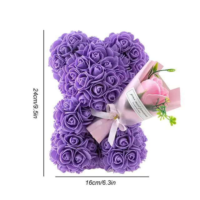 25cm Rose Bear Creative Eternal Rose Flower TeddyBear In Gift Box Romantic Valentine's Day Gift Christmas Gift Wedding Decor 6