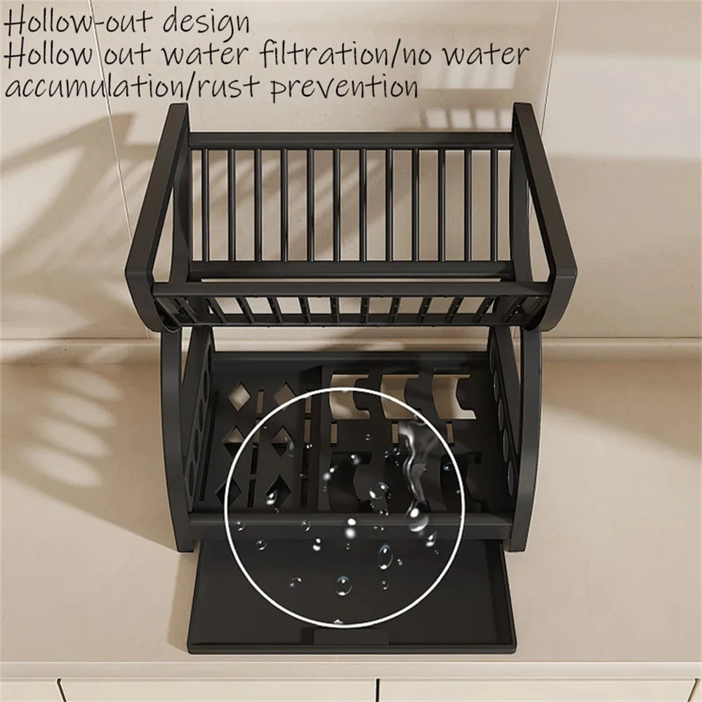 Kitchen Storage Rack – Multi Functional Rack With Dish Plate Organizer & Drainage