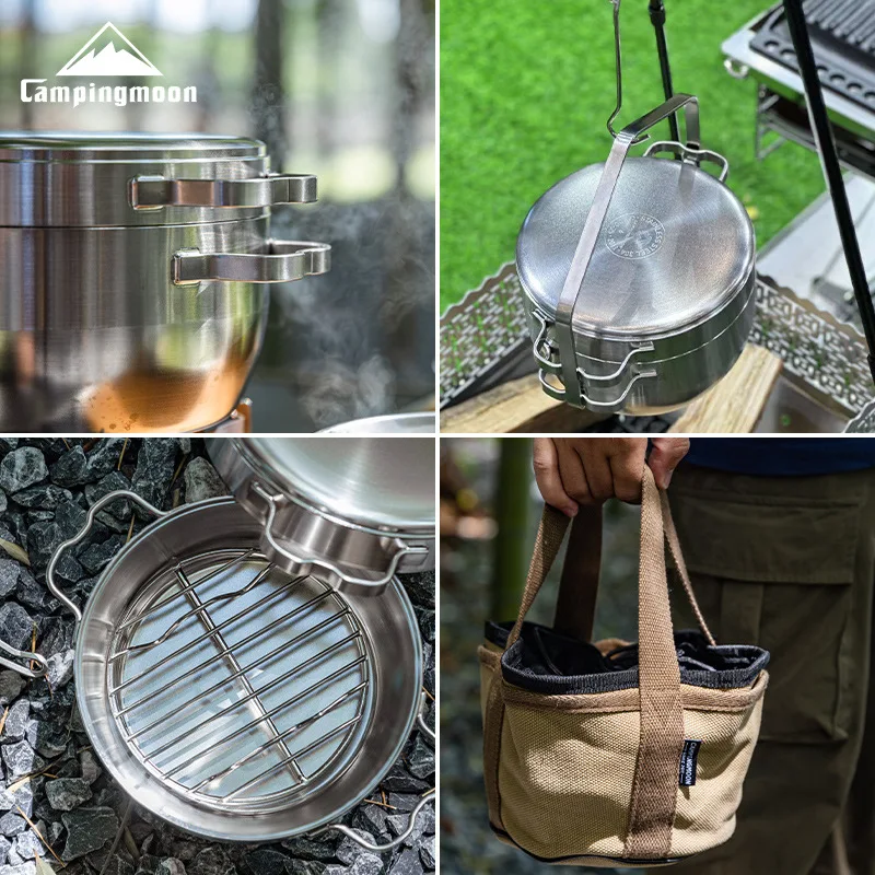 Multi-functional Thickened Stainless Steel Dutch Pot Campingmoon Do-25 Camping Frying Boiling Hanging Pot