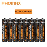 PHOMAX Rechargeable Lithium Battery AA 4200mWh High Capacity 1.5V Batteries 12-slot Charger For Mouse Remote Control Flashlight 6
