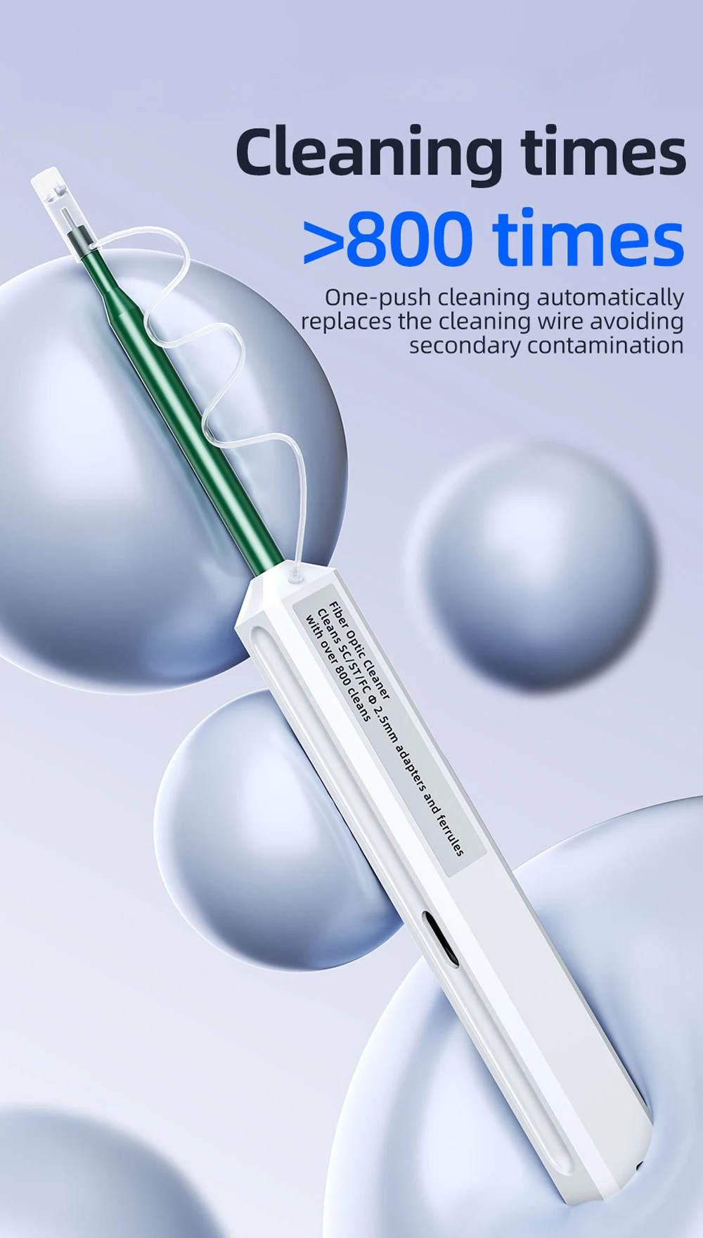 ZoeRax Glasfaser-Reinigungsstift für SC-, FC-, ST-, LC- und MU-Steckverbinder mit 800 Reinigungen für effiziente Glasfaserwartung – Detail 5