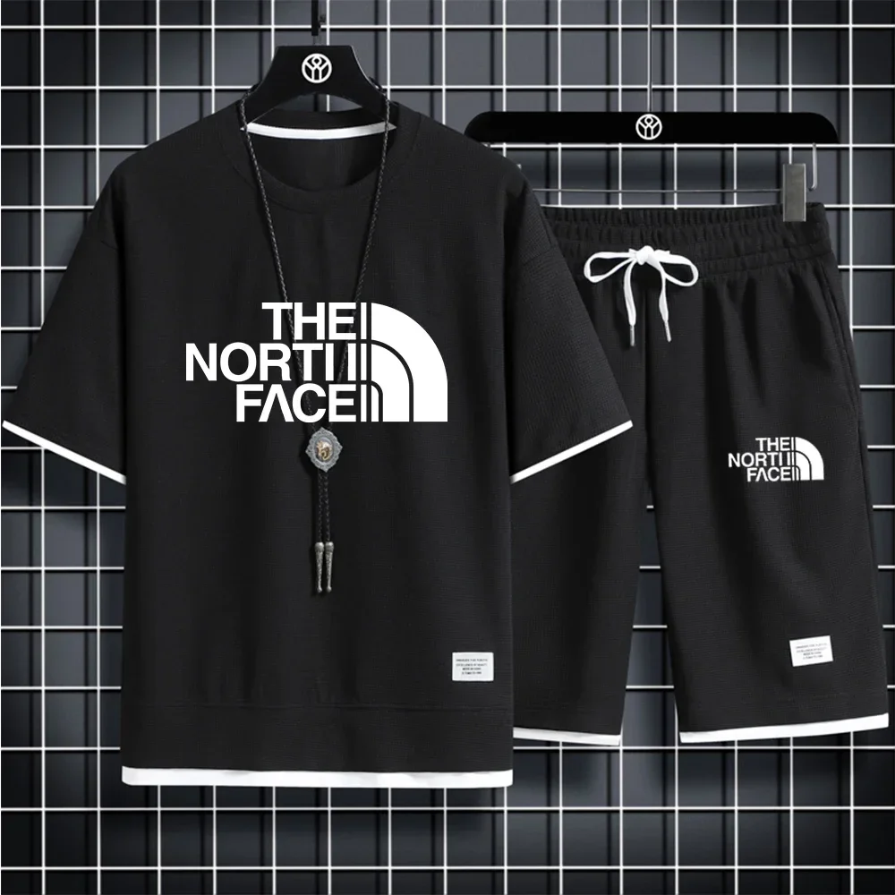 

Летние мужские комплекты, Модный корейский спортивный костюм, мужской женский + спортивные шорты, мужская повседневная одежда, мужская модель