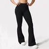 Hot Selling Women'S New High Waist Gym Scrunch Bum Sport Tights Flared Leg Gym Yoga Pants With Button Pockets Fitness Clothing